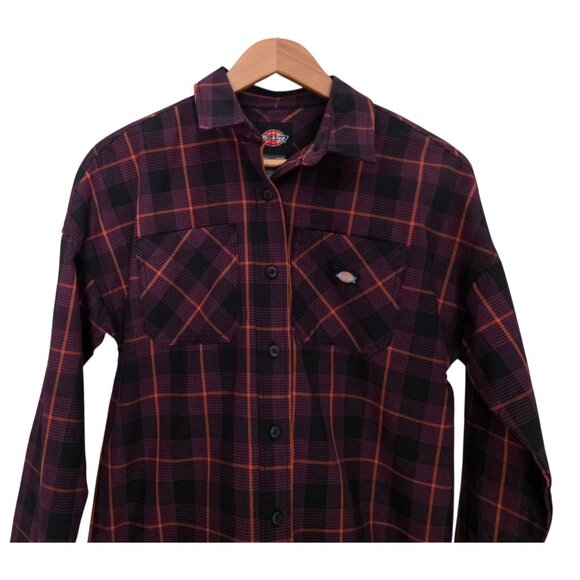 Women's - Dickies Baker Plaid Long Sleeve Button Down Shirt, Size XS - Picture 2 of 8